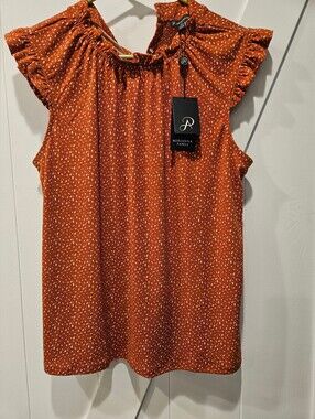 NWT Adrianna Papell Ruffle Mock Neck Tank